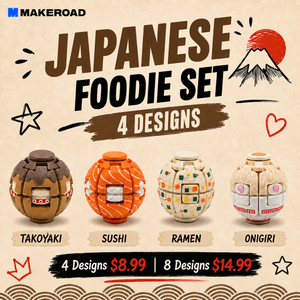 Japanese Foodie Set - 4 Designs HelixCore Press-to-Spin Squishy Ball