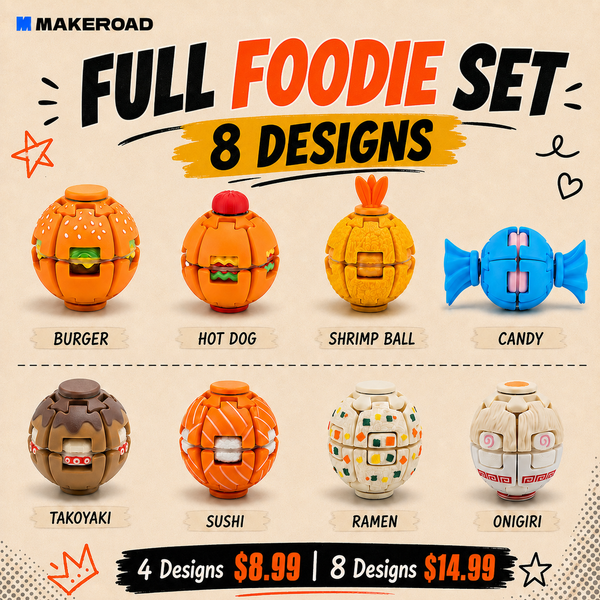 Foodie Series HelixCore Press-to-Spin Squishy Ball